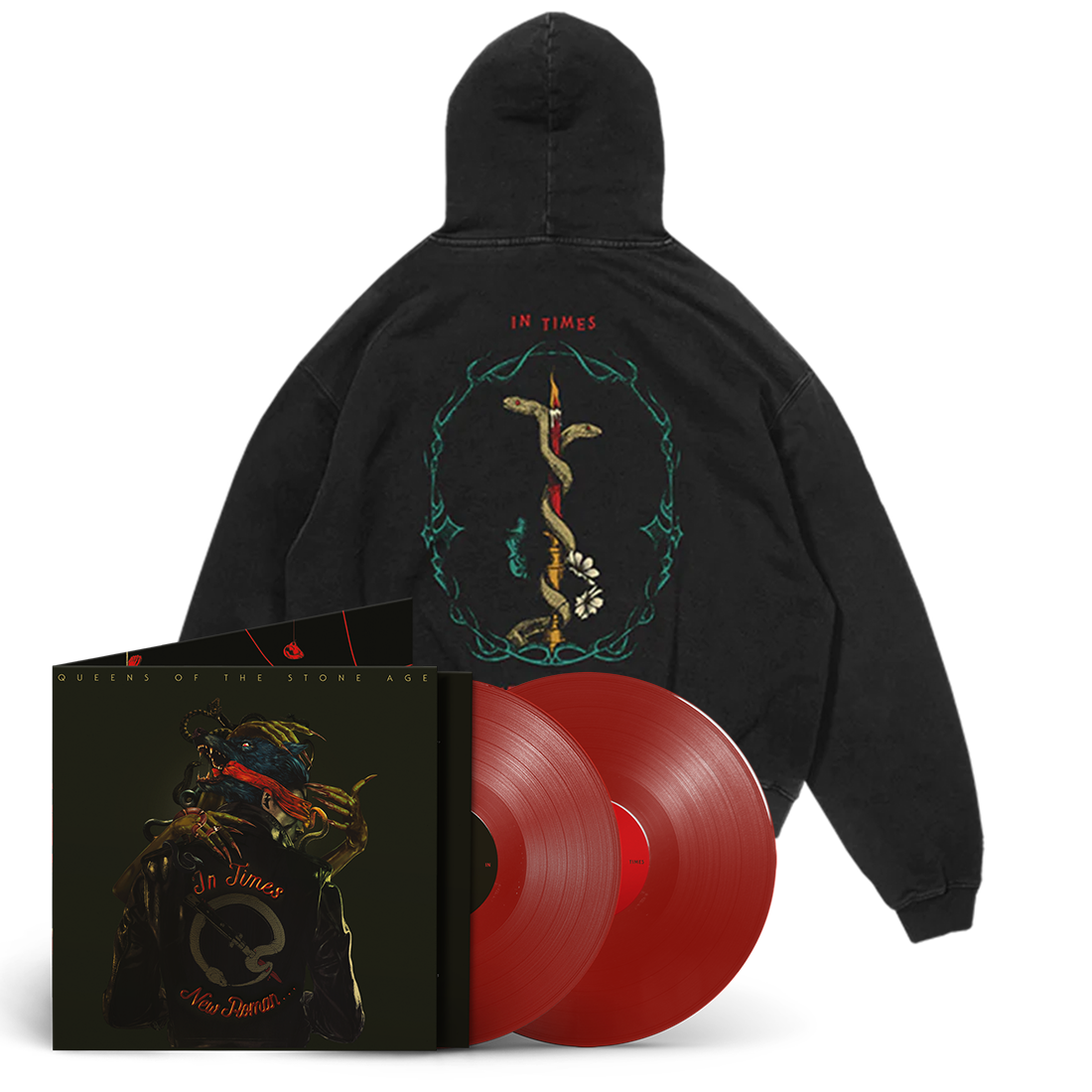 In Times New Roman... Opaque Red 2lp + In Times New Roman... Snake Hoodie