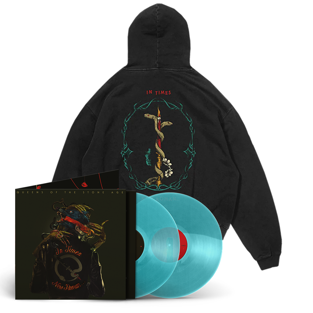 In Times New Roman... Translucent Blue 2lp + In Times New Roman... Snake Hoodie