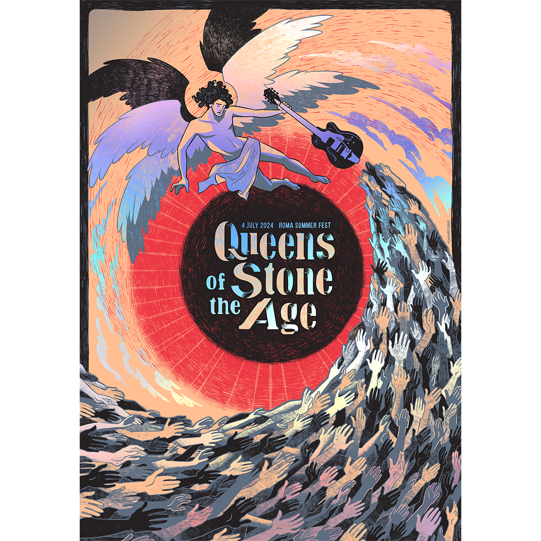 Queens Of The Stone Age - Rome City Specific Deluxe Foil Lithograph